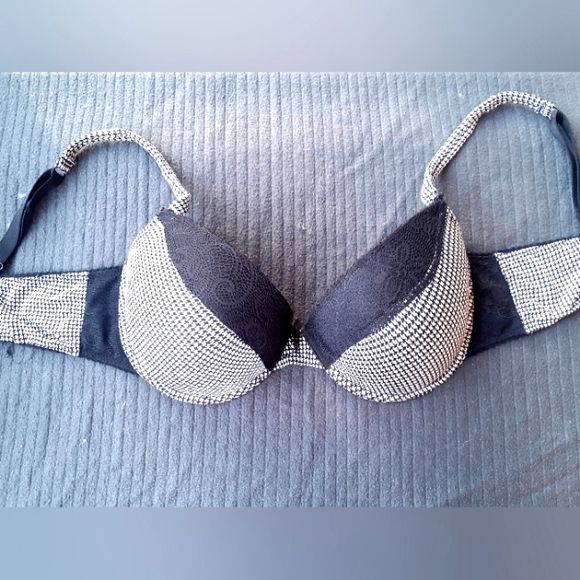 nomi Other - Houndstooth and lace padded bra, 36D